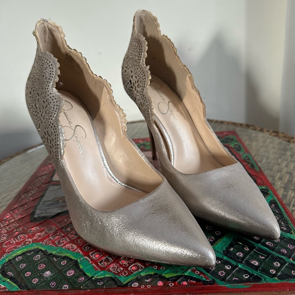 Chic Gold Lace Heels